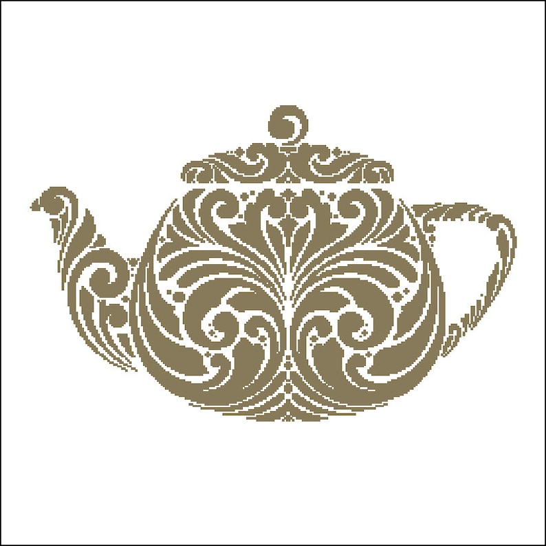 Teapot Silhouette Counted Cross Stitch Pattern Etsy