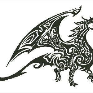 Tribal Dragon Digital PDF Counted Cross Stitch Pattern