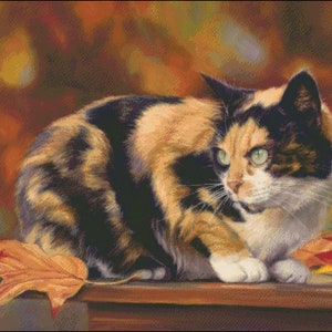 Calico In The Fall Digital PDF Counted Cross Stitch Pattern