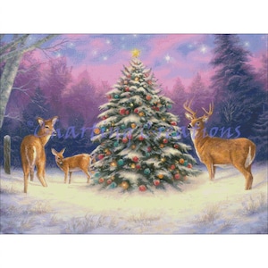 Christmas Deer Digital PDF Counted Cross Stitch Pattern