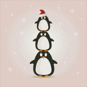 Merry Christmas Penguins Digital PDF Counted Cross Stitch Pattern