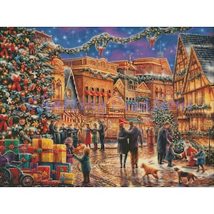 Christmas At Town Square Digital PDF Counted Cross Stitch Pattern