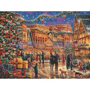 Christmas At Town Square Large Digital PDF Counted Cross Stitch Pattern