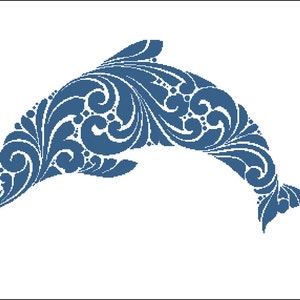 Dolphin Silhouette Digital PDF Counted Cross Stitch Pattern