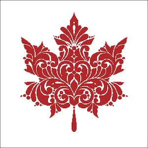 Maple Leaf Silhouette Digital PDF Counted Cross Stitch Pattern