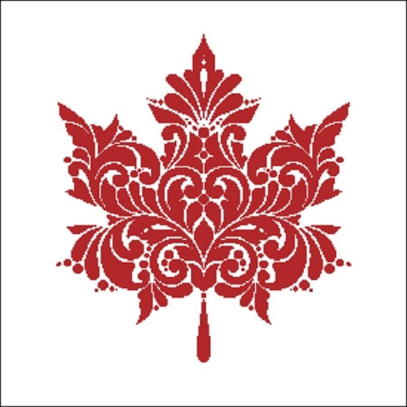 Maple Leaf Silhouette Digital PDF Counted Cross Stitch Pattern - Etsy