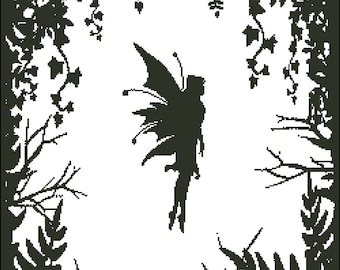 Fairy Silhouette Digital PDF Counted Cross Stitch Pattern