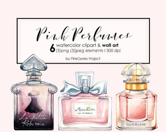 Pink Perfumes - wall art, printable, instant download, clip art, personal and small commercial use
