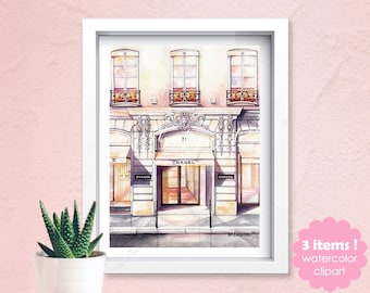 31 RUE CAMBON Paris street printable wall art hand drawn and painted