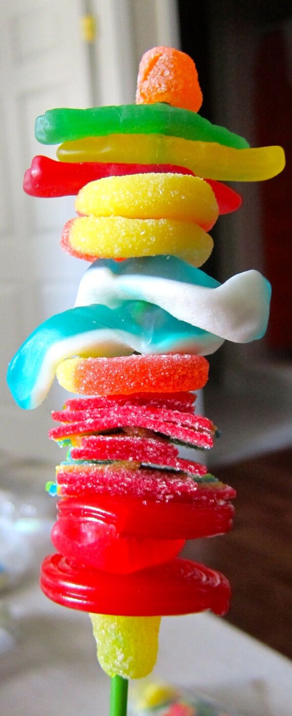 One Dozen Gummy Sweet Chewy Candy Kabobs Children's Etsy