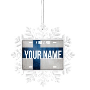 Personalized Ornament Custom Name License Finland Flag Plate