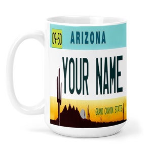 Personalized Mug Custom Arizona License Plate 15oz Ceramic Mug