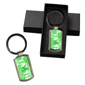 Keychain Lymphoma Cancer Awareness Faith Ribbon Metal