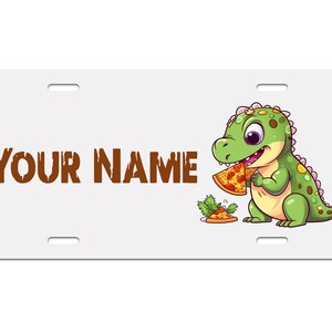 Personalisierte Nummernschild Custom Name Dinosaurier Pizza Liebhaber - Fahrzeug Fahrrad Motorrad Golf Cart Moped
