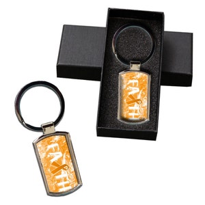 Keychain Kidney Cancer Awareness Faith Ribbon Metal