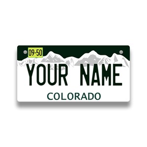 Personalized License Plate Custom Colorado State Vanity Tag -  Vehicle Bicycle Motorcycle Golf Cart Moped