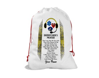 Personalized Gift Wrap Bag Custom Name Front Line Officer Firefighter Healthcare Dispatcher Prayer Santa Sack