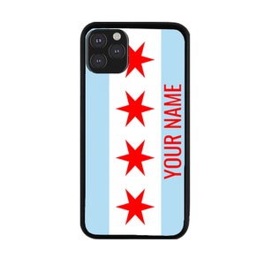 Personalized Custom Name Chicago Flag Rubber Phone Case for iPhone 6 7 8 Plus X XS 11 12 13 14 15 Plus Pro Max Mini iPod