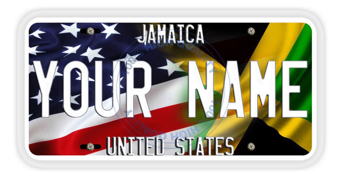 Personalized Mixed USA and Jamaica Flag License Plate Tag Etsy