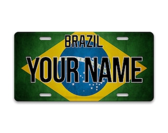 Brazil Flag Any Text Personalized Novelty Car License Plate 