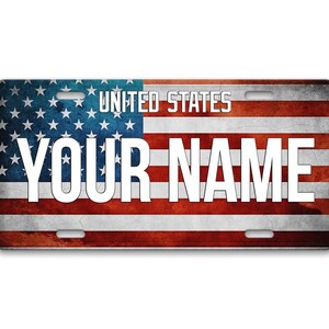 Personalized License Plate Custom Name License USA Flag Plate - Vehicle Bicycle Motorcycle Golf Cart Moped