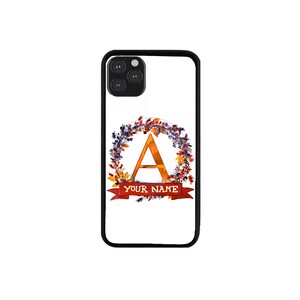Nombre personalizado Hermosa corona de otoño Nombre rojo Banner Monograma Letra goma Funda para teléfono para iPhone 6 7 8 Plus X XS 11 12 13 Pro Max iPod