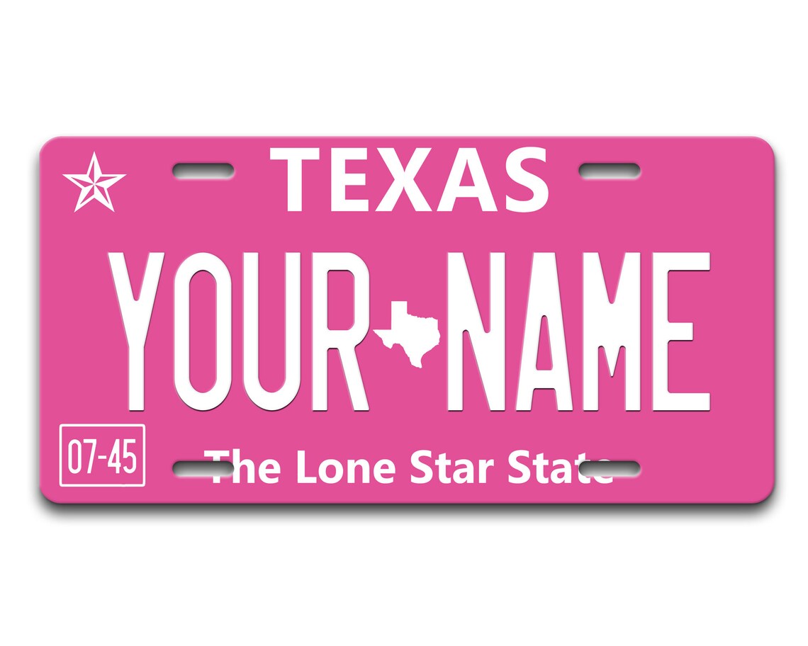 Personalized License Plate Custom Texas State Pink Blackout Etsy