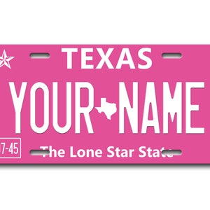 Custom Pink Blackout Texas State License Plate - Personalized Holiday 2021 Vanity Tag for Vehicles, Bicycles, Motorcycles, Golf Carts, and Mopeds - Stand out with Unique Stylish Design.