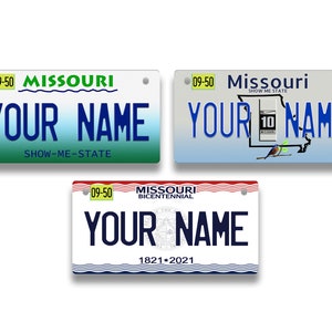 Personalized License Plate Custom Missouri State Vanity Tag - Vehicle Bicycle Motorcycle Golf Cart Moped