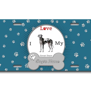 Gepersonaliseerde nummerplaat aangepaste naam ik hou van mijn Duitse Dog Lover Vanity Tag - Voertuig Fiets Motorfiets Golf Cart Bromfiets