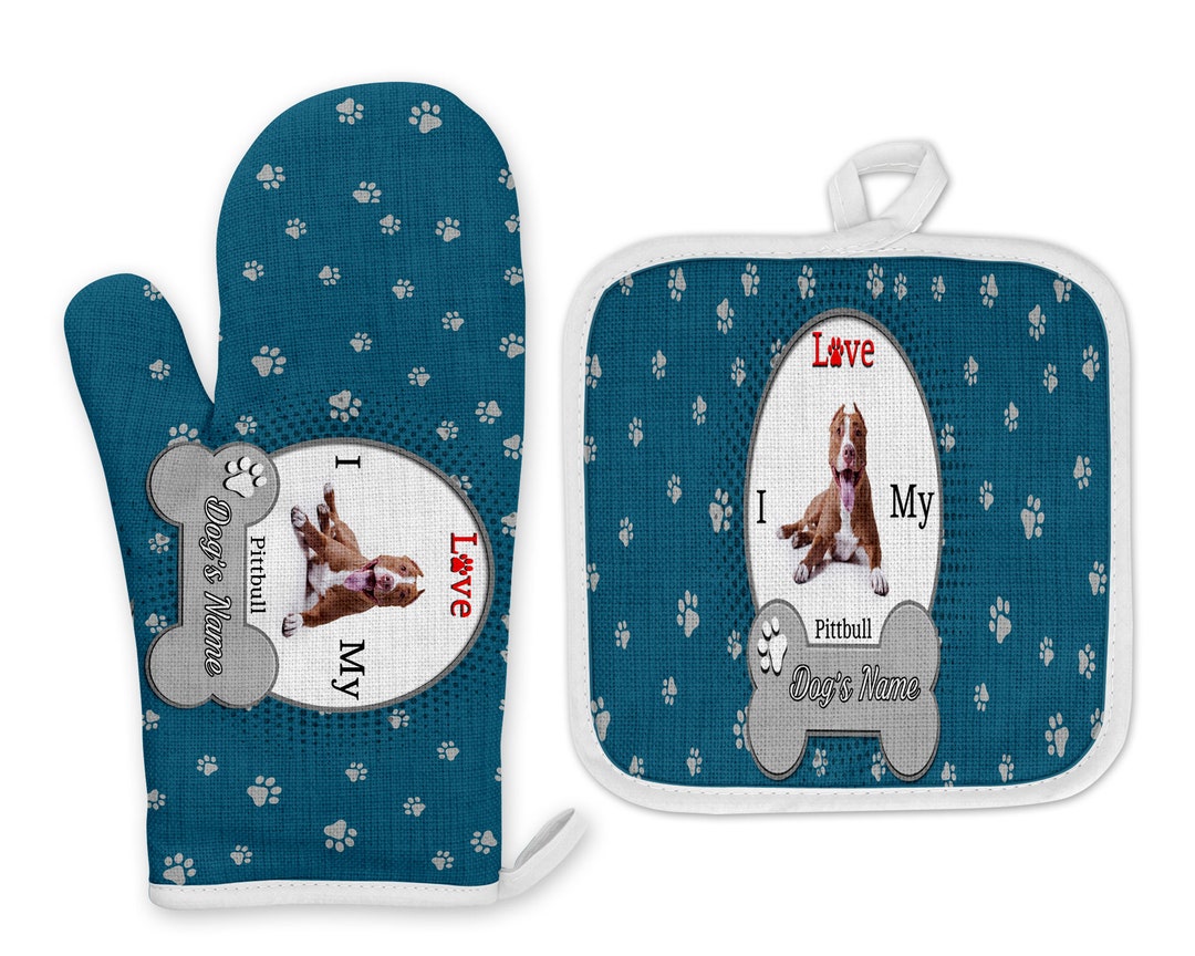 Personalized Oven Mitt and Potholder Set Custom Name I Love My Etsy