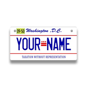 Spersonalizowana tablica rejestracyjna, spersonalizowana tablica rejestracyjna Washington DC State Vanity Tag - Pojazd Rower Motocykl Wózek golfowy Motorower