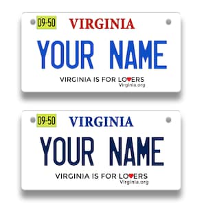 Personalized License Plate Custom Virginia State Vanity Tag -  Vehicle Bicycle Motorcycle Golf Cart Moped