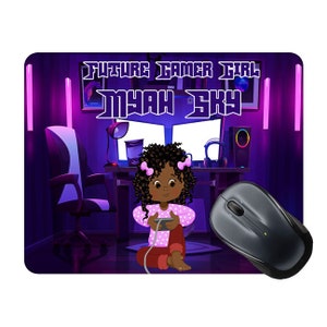 Personalized Mouse Pad Custom Future Gamer Girl African American Square