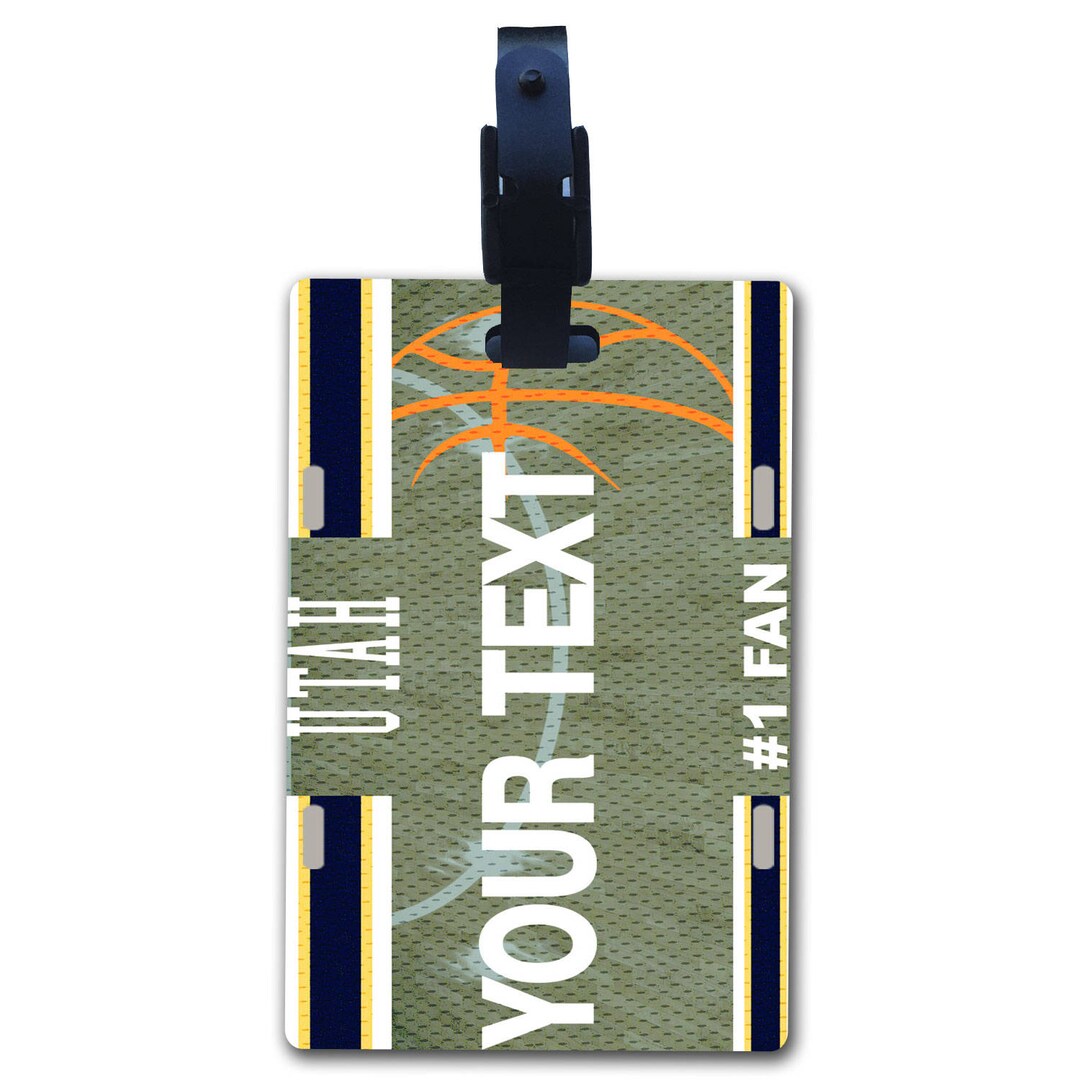 Personalized Luggage Tag Custom Name Basketball Team Utah License Plate With Strap Etsy