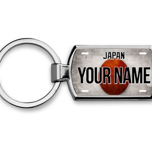 Personalized Keychain Custom Name License Japan Flag Plate Metal