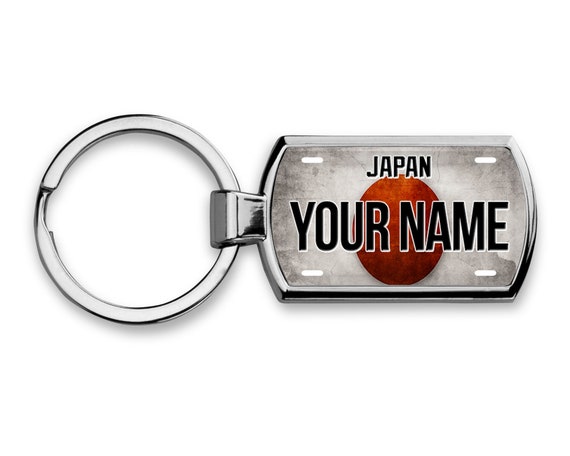 Personalized Keychain Custom Name License Japan Flag Plate