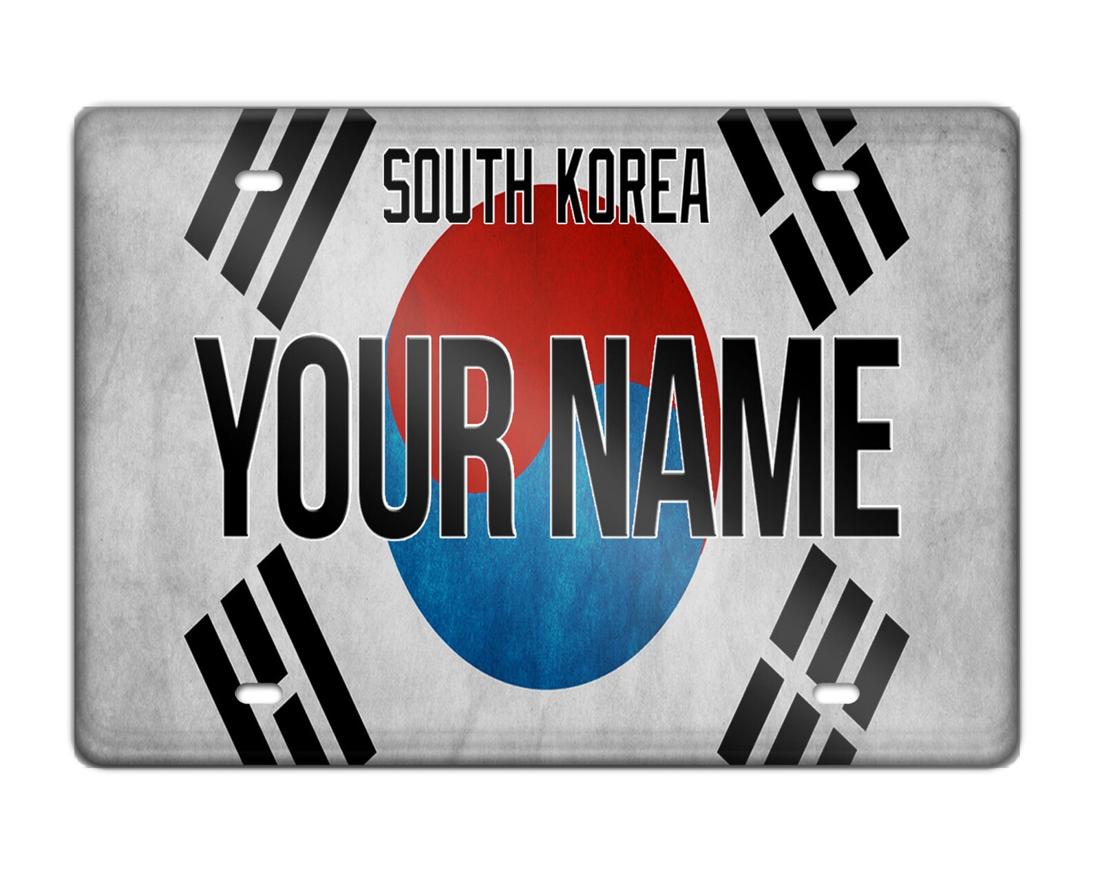 Personalized Custom Name License South Korea Flag Plate Square Etsy