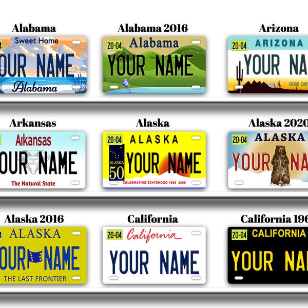 Personalized License Plate Custom Name All State Vanity Tag - Vehicle Bicycle Motorcycle Golf Cart Moped