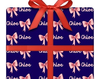 Personalized Pretty Bow Wrapping Paper | Gift Wrap with Bow and Ribbon Design | 24” W