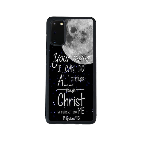 Personalized Custom Philippians 4:13 Verse With Moon In The Sky Phone Galaxy s22 s23 5G FE A23 A24 A53 A54 Plus Ultra Flip Fold 3 4 5