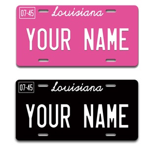Personalized License Plate Custom Louisiana State Pink Blackout Holiday 2021 Vanity Tag - Vehicle Bicycle Motorcycle Golf Cart Moped
