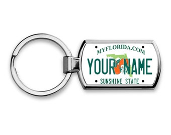Personalized Keychain Custom Florida License Plate Metal