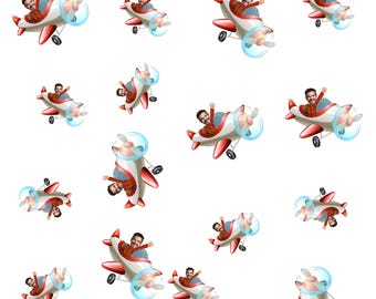 Confeti personalizado con forma de cara de avión de Bleu Reign: decoración fotográfica personalizada para fiestas de viajes, cumpleaños de pilotos, baby showers y eventos de aventura.