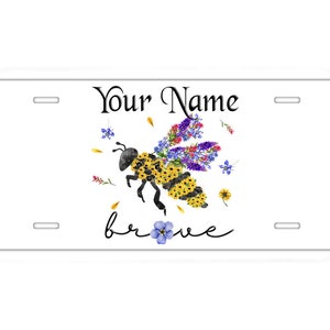 Personalized Custom Name Positive Inspirational Motivational Floral BumbleBee Be Kind Vehicle Bicycle Motorcycle Golf Cart Moped