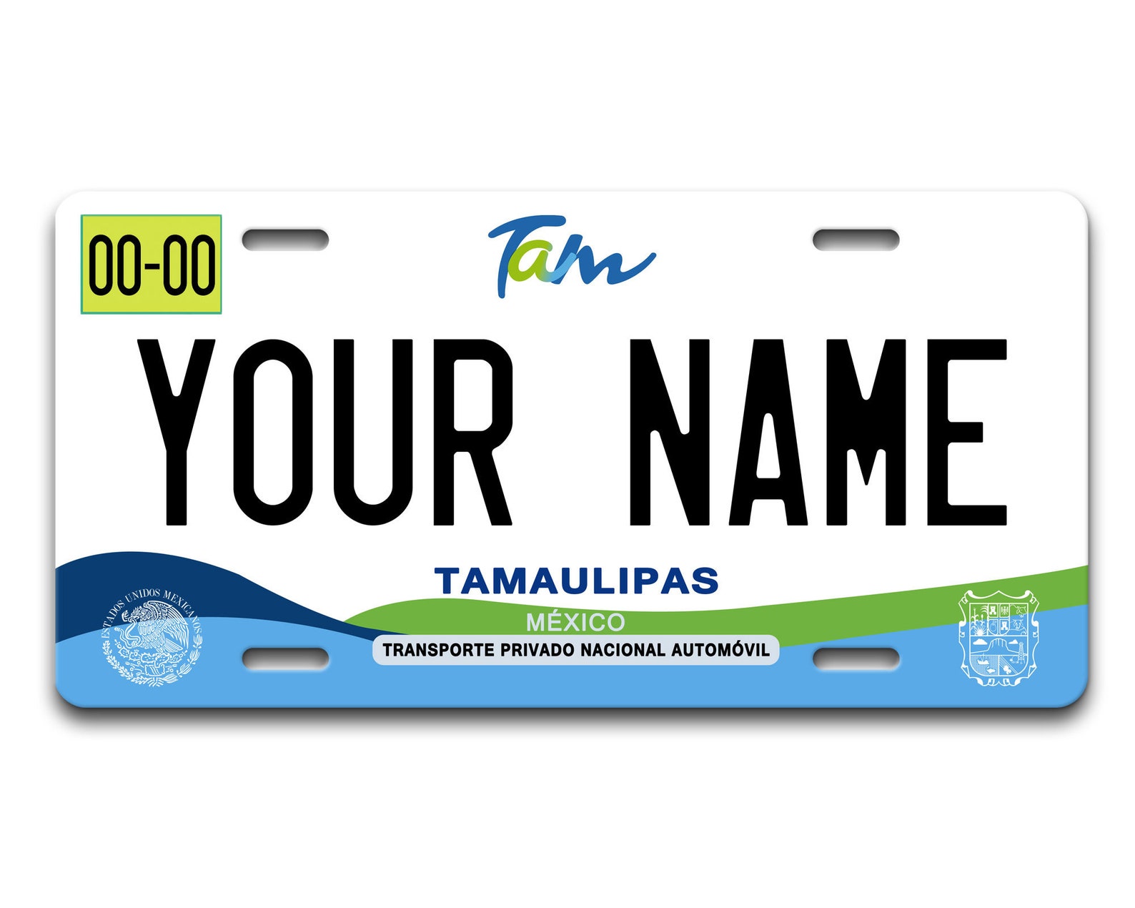 Personalized License Plate Custom Name Mexico Tamaulipas State Etsy