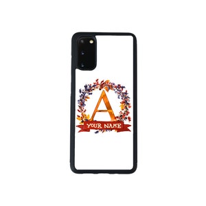 Nombre personalizado Hermosa corona de otoño Nombre rojo Banner Monograma Letra Galaxy s22 s23 5G FE A23 A24 A53 A54 Plus Ultra Flip Fold 3 4 5