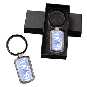 Keychain Esophageal Cancer Awareness Faith Ribbon Metal