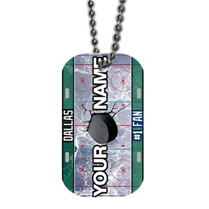 Personalized Military Dog Tag Necklace Custom Name Hockey Team Dallas License Plate Single Sided Metal  with Beaded Chain
