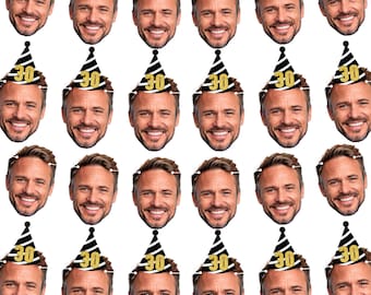 Personalized Photo Face Bunting Banner - Custom Face Cutout Party Accessories Upload Photo Image For Events, Birthday, Weddings, Retirement